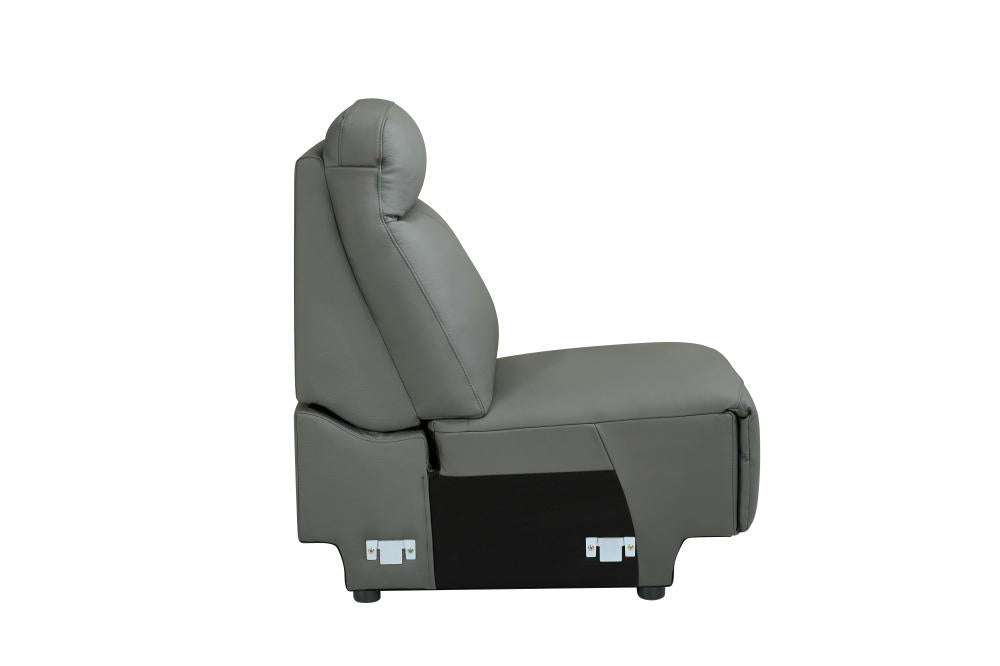 Mezanno Armless Sectional Dark Grey Leather