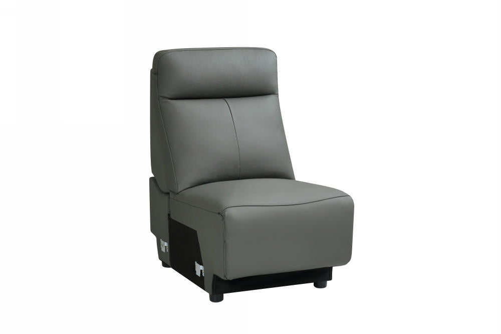 Mezanno Armless Sectional Dark Grey Leather