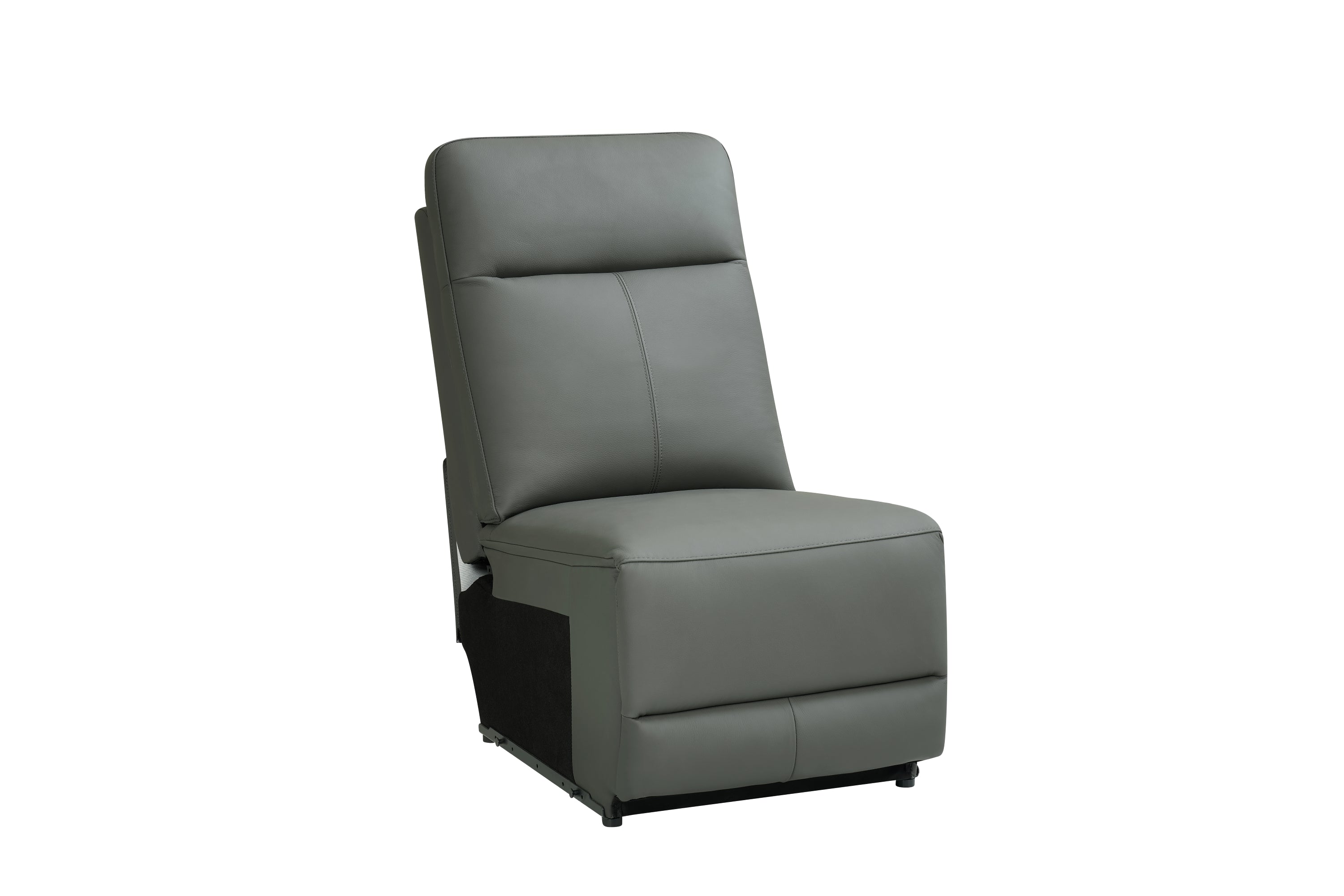 Jesse Armless Sectional Dark Grey Leather