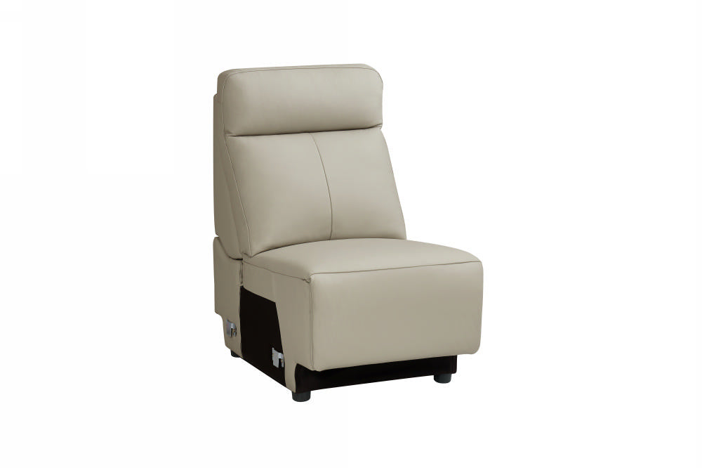 Mezanno Armless Sectional Light Grey Leather