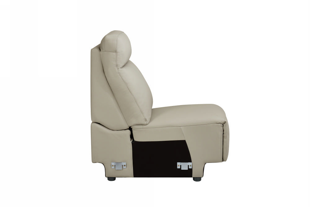 Mezanno Armless Sectional Light Grey Leather