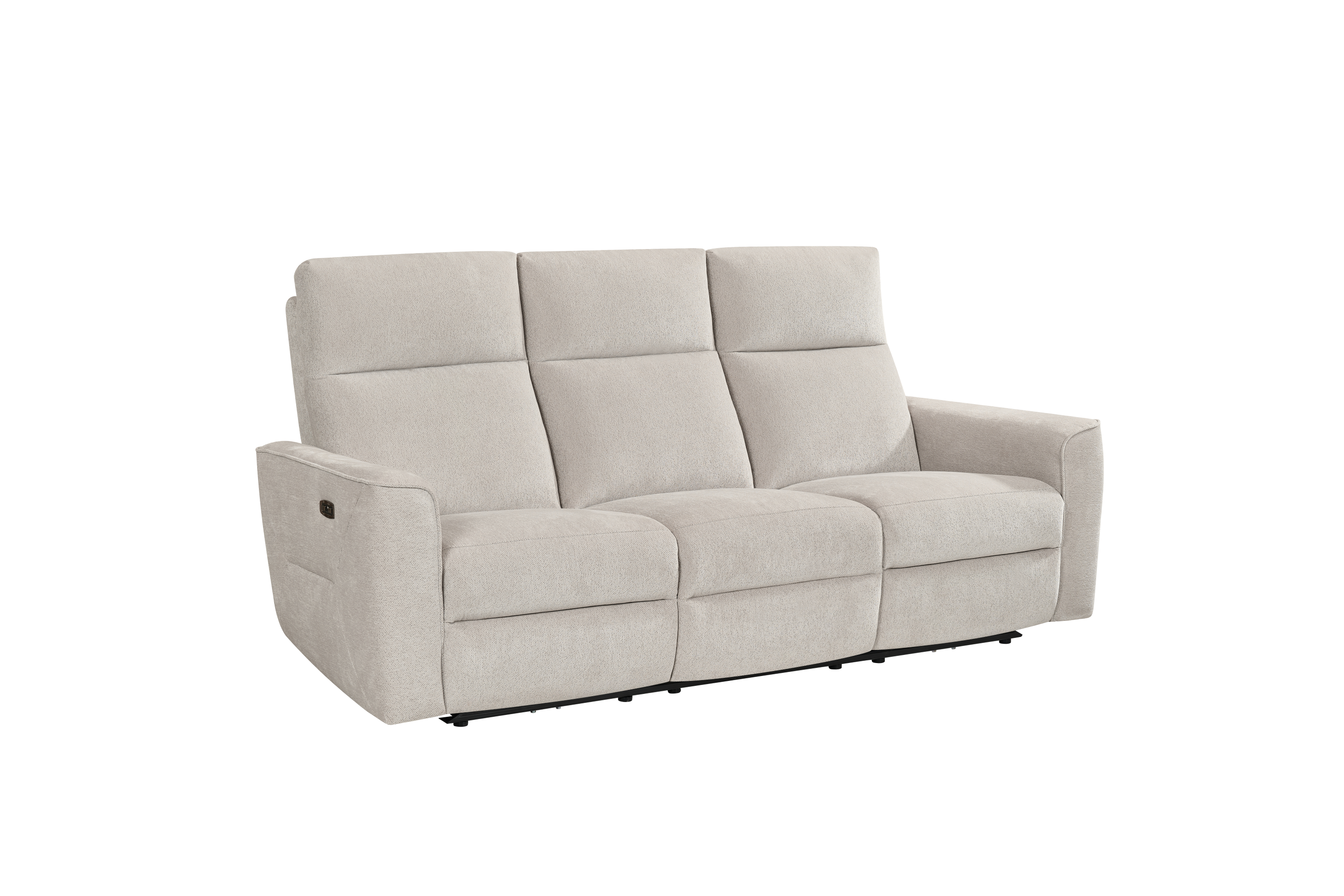 Serafina 3 Seat Beige Fabric Electric Recliner