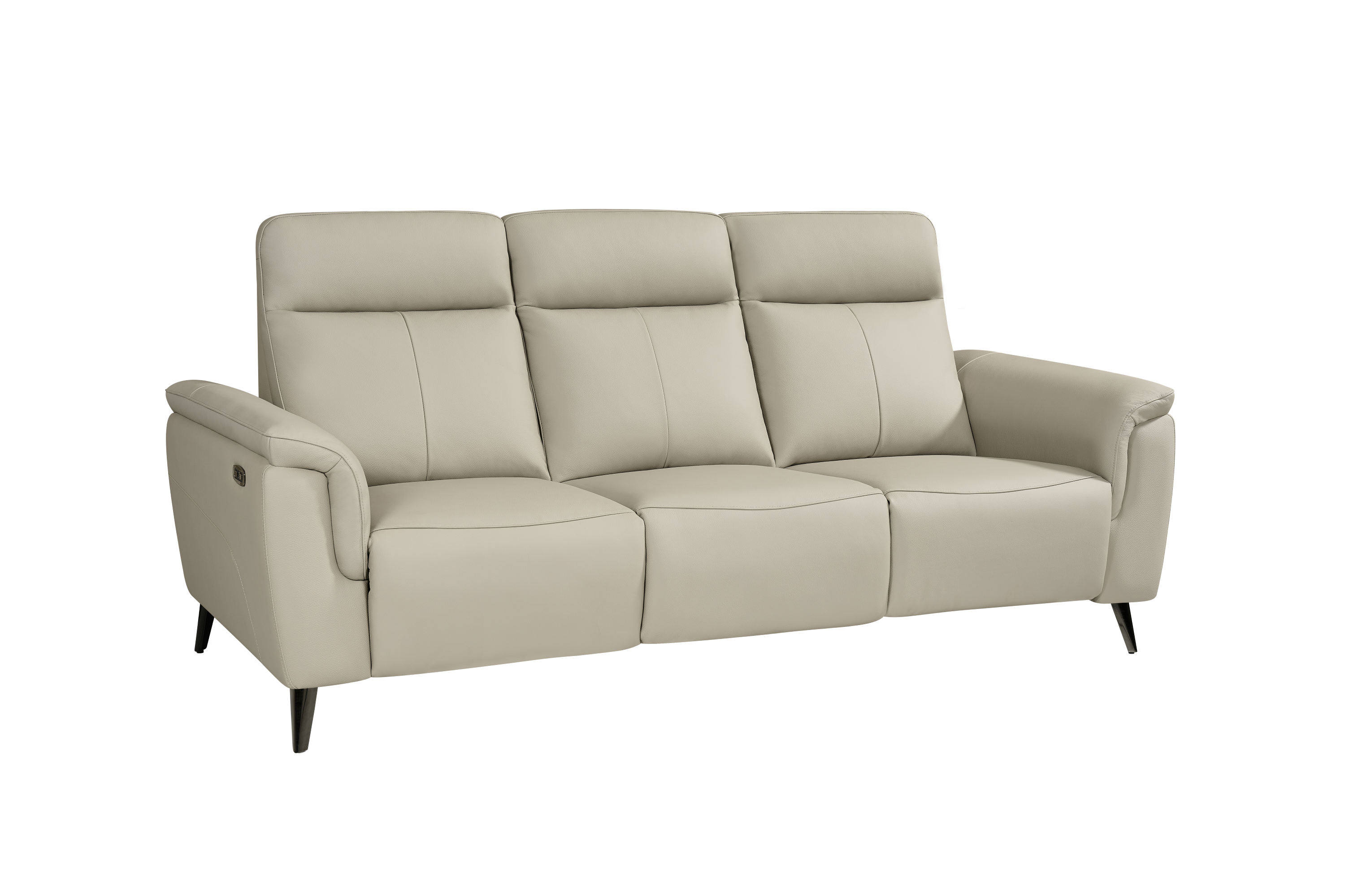 Mezanno 3 Seat Light Grey Leather Electric Recliner