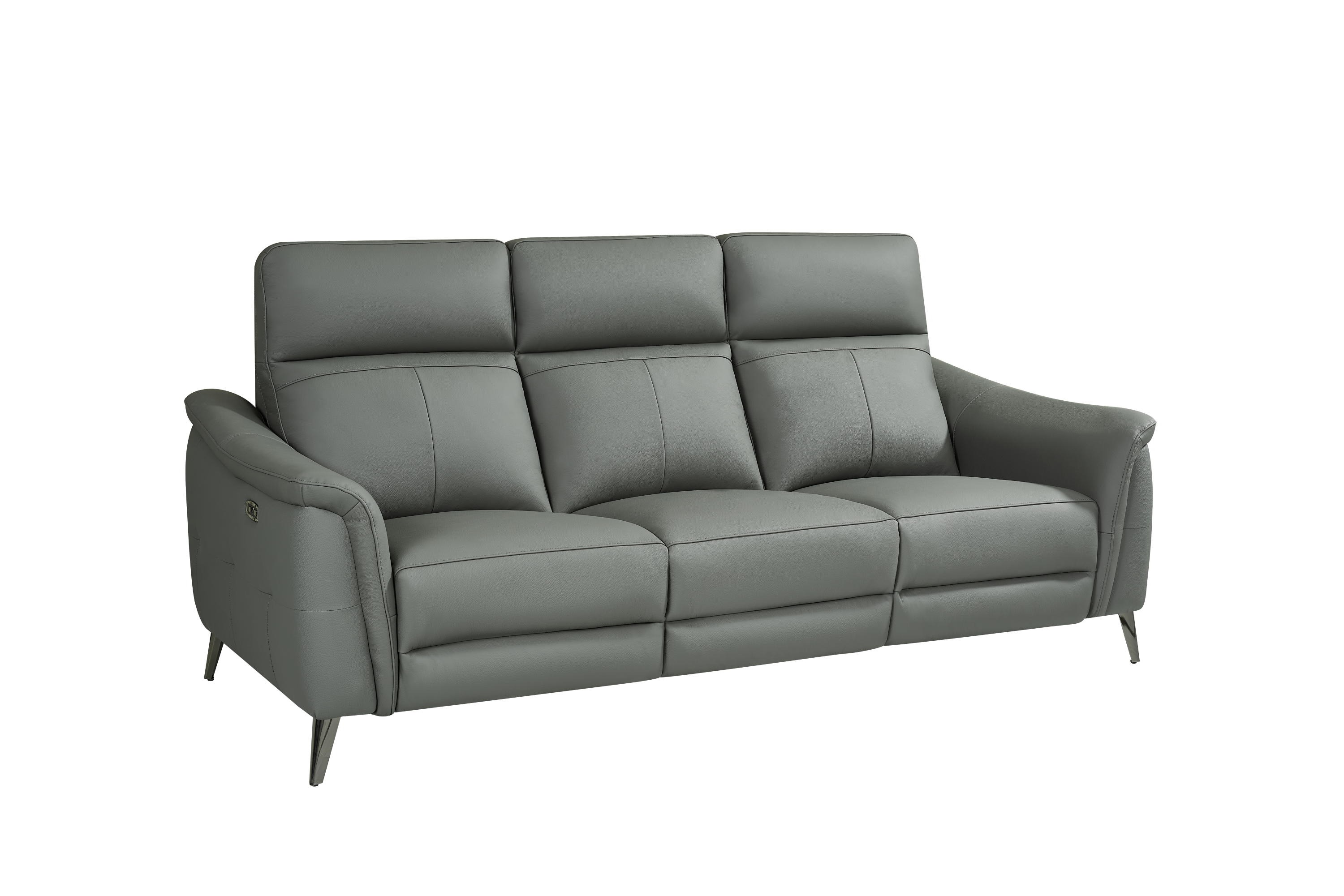 Riccardo 3 Seat Dark Grey Leather Electric Recliner