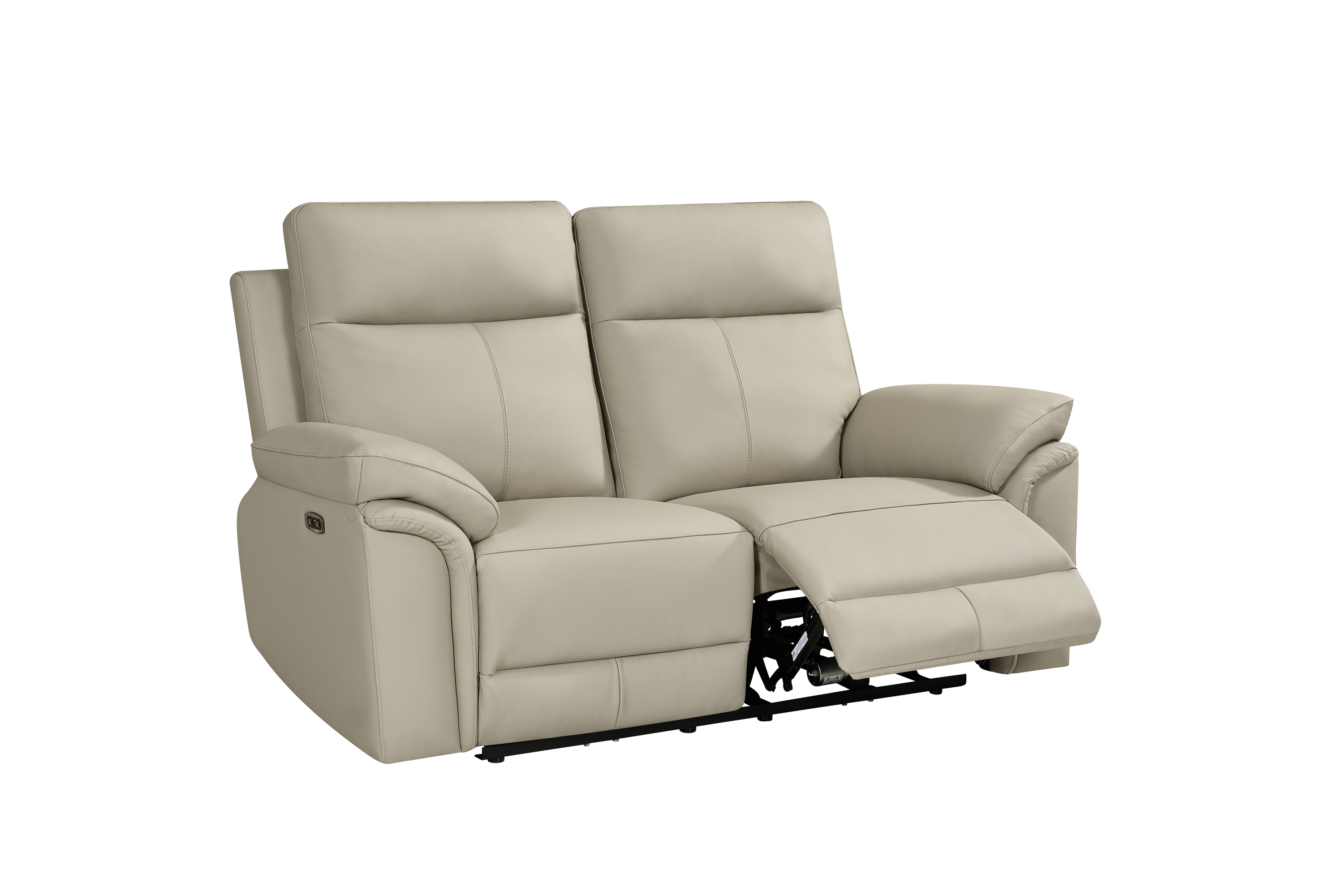Jesse 2 Seat Light Grey Leather Electric Recliner