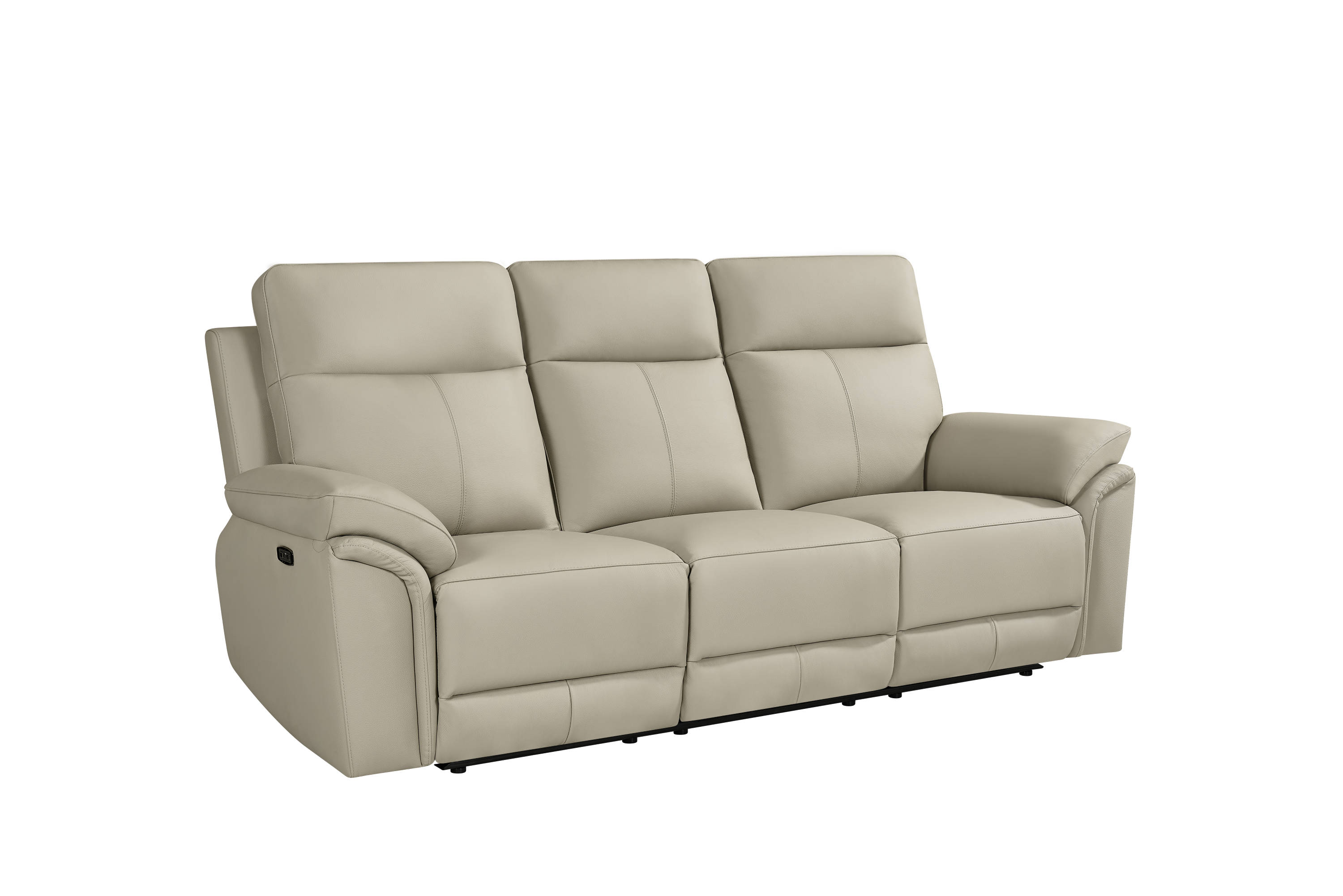 Jesse 3 Seat Light Grey Leather Electric Recliner