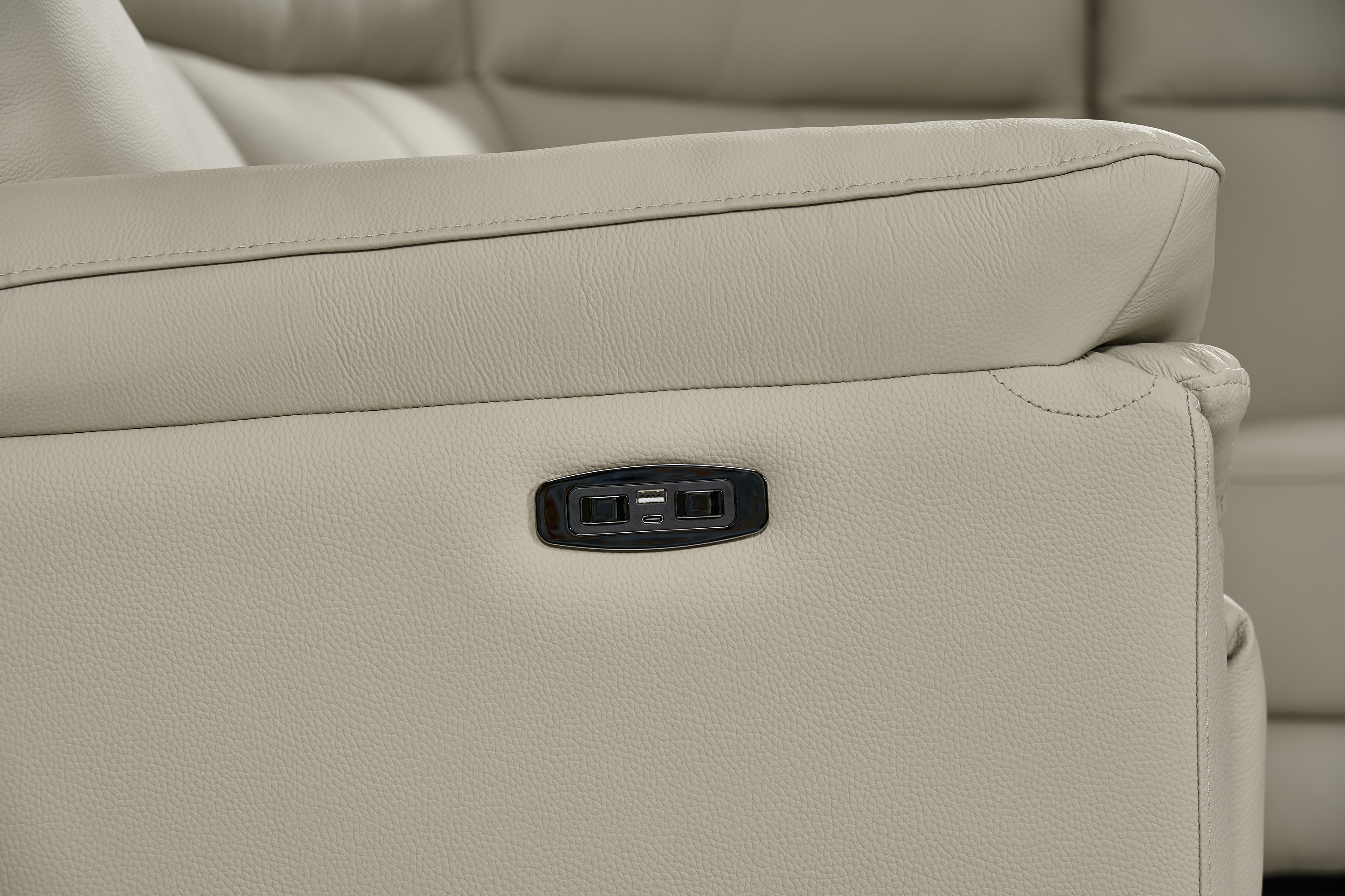 Jesse 4pc Corner Light Grey Leather Electric Recliner