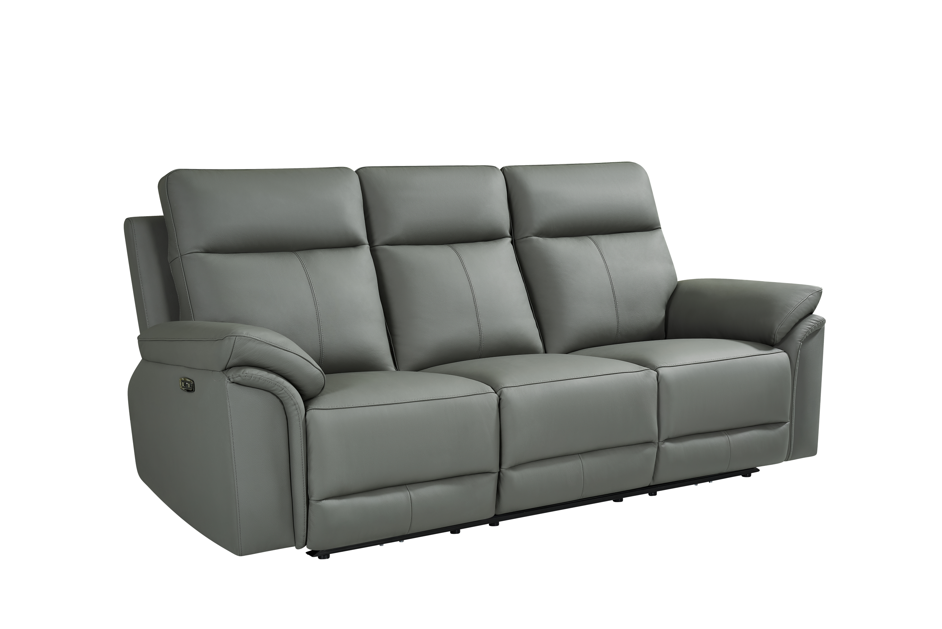 Jesse 3 Seat Dark Grey Leather Electric Recliner