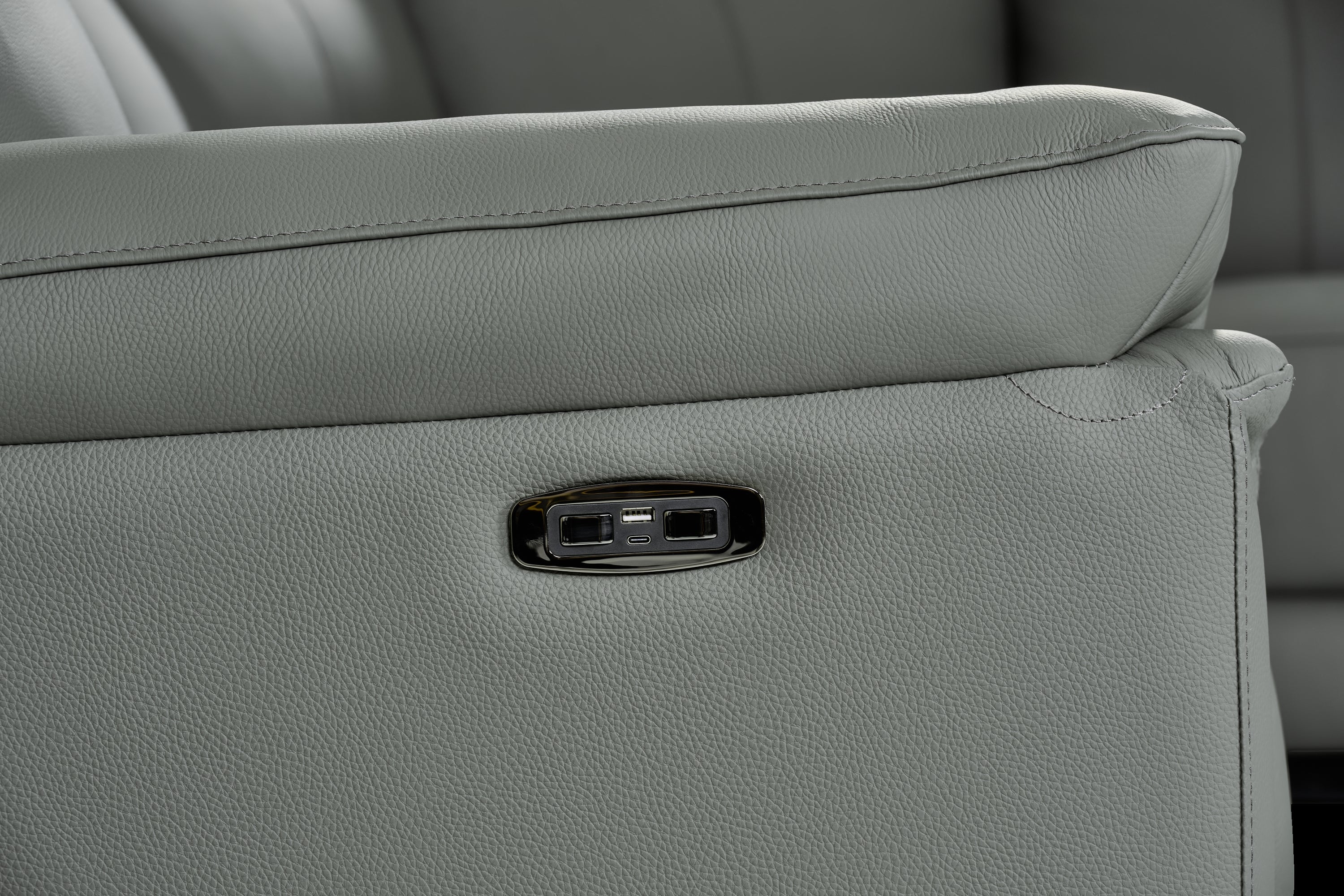 Jesse 2 Seat Dark Grey Leather Electric Recliner