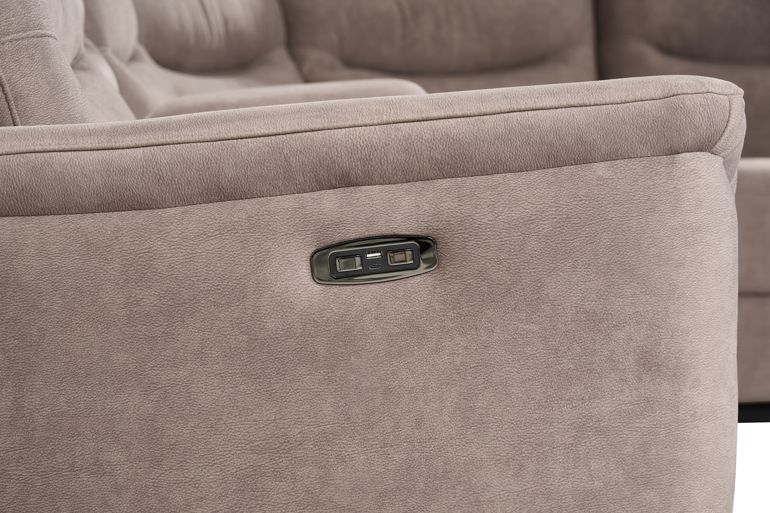 Capello 4pc Corner Mink Fabric Electric Recliner