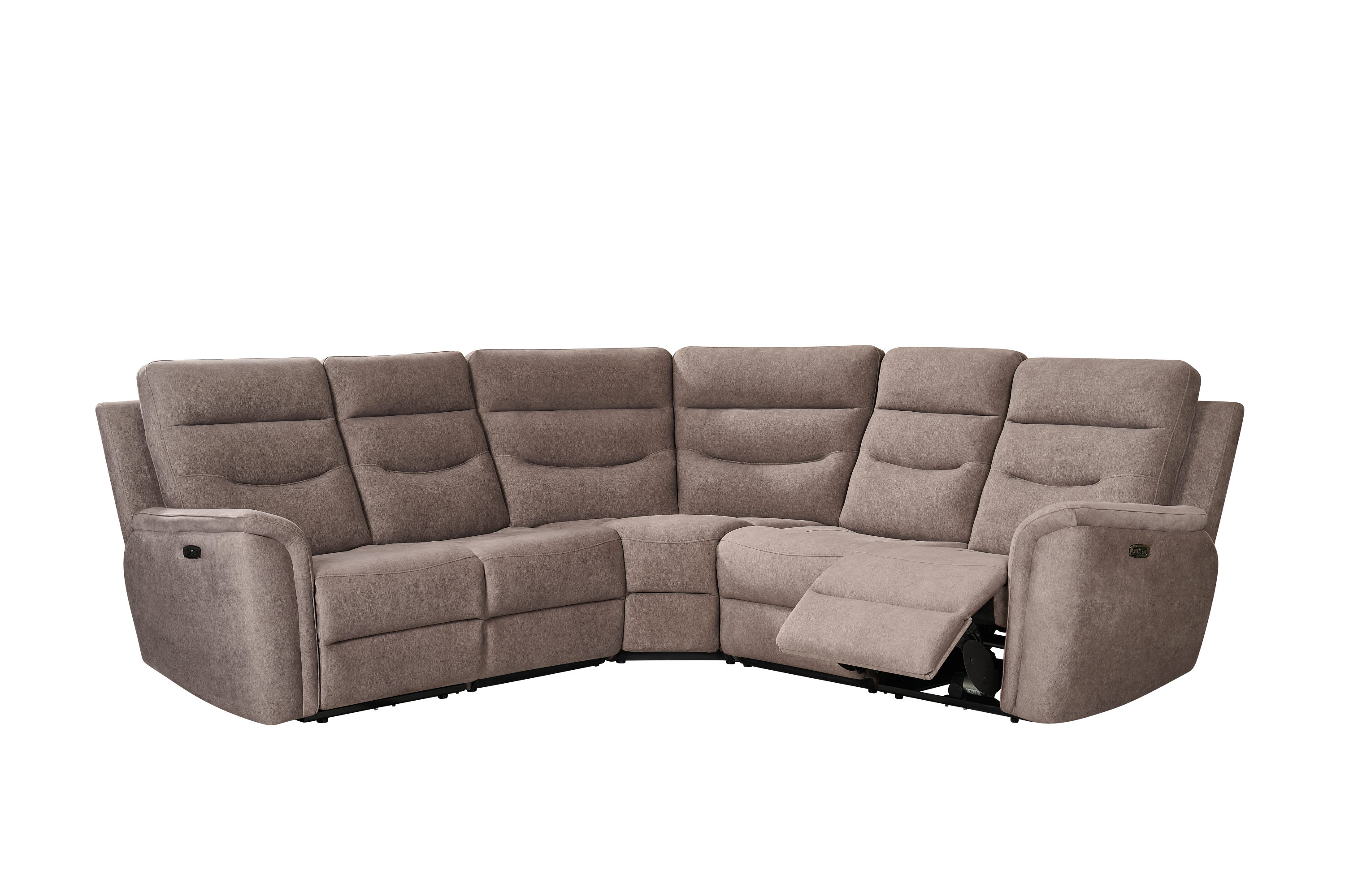 Capello 4pc Corner Mink Fabric Electric Recliner