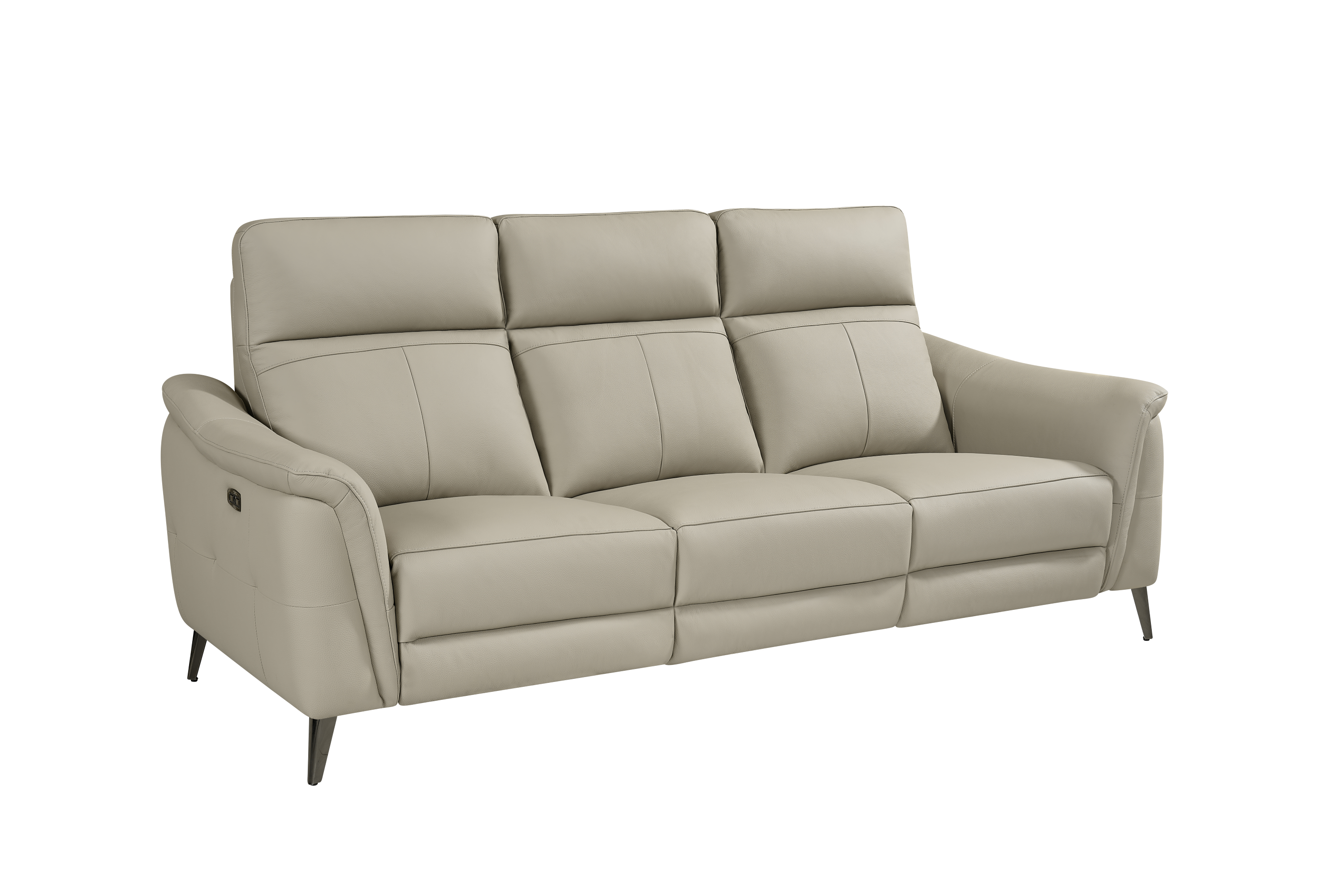 Riccardo 3 Seat Light Grey Leather Electric Recliner