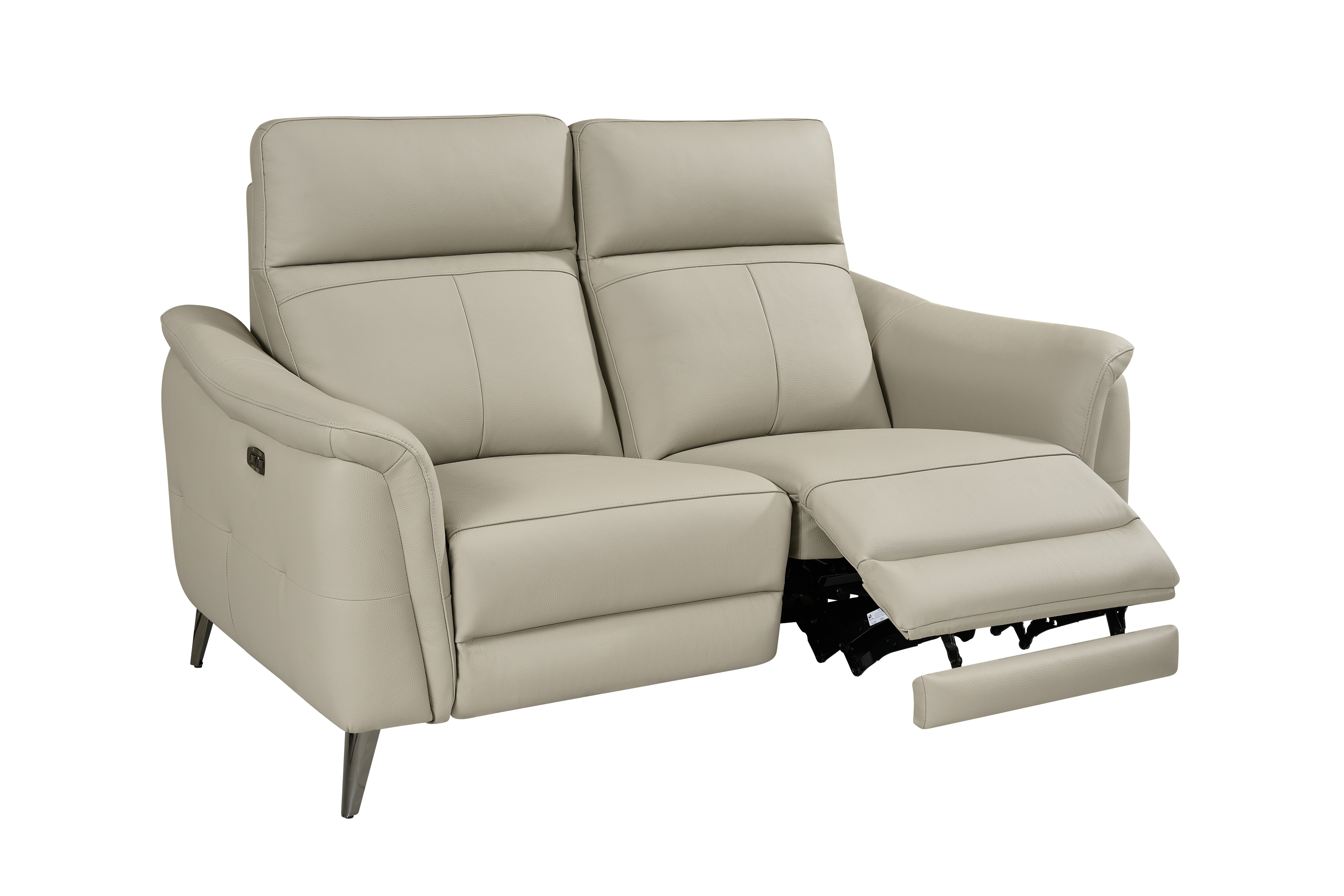 Riccardo 2 Seat Light Grey Leather Electric Recliner