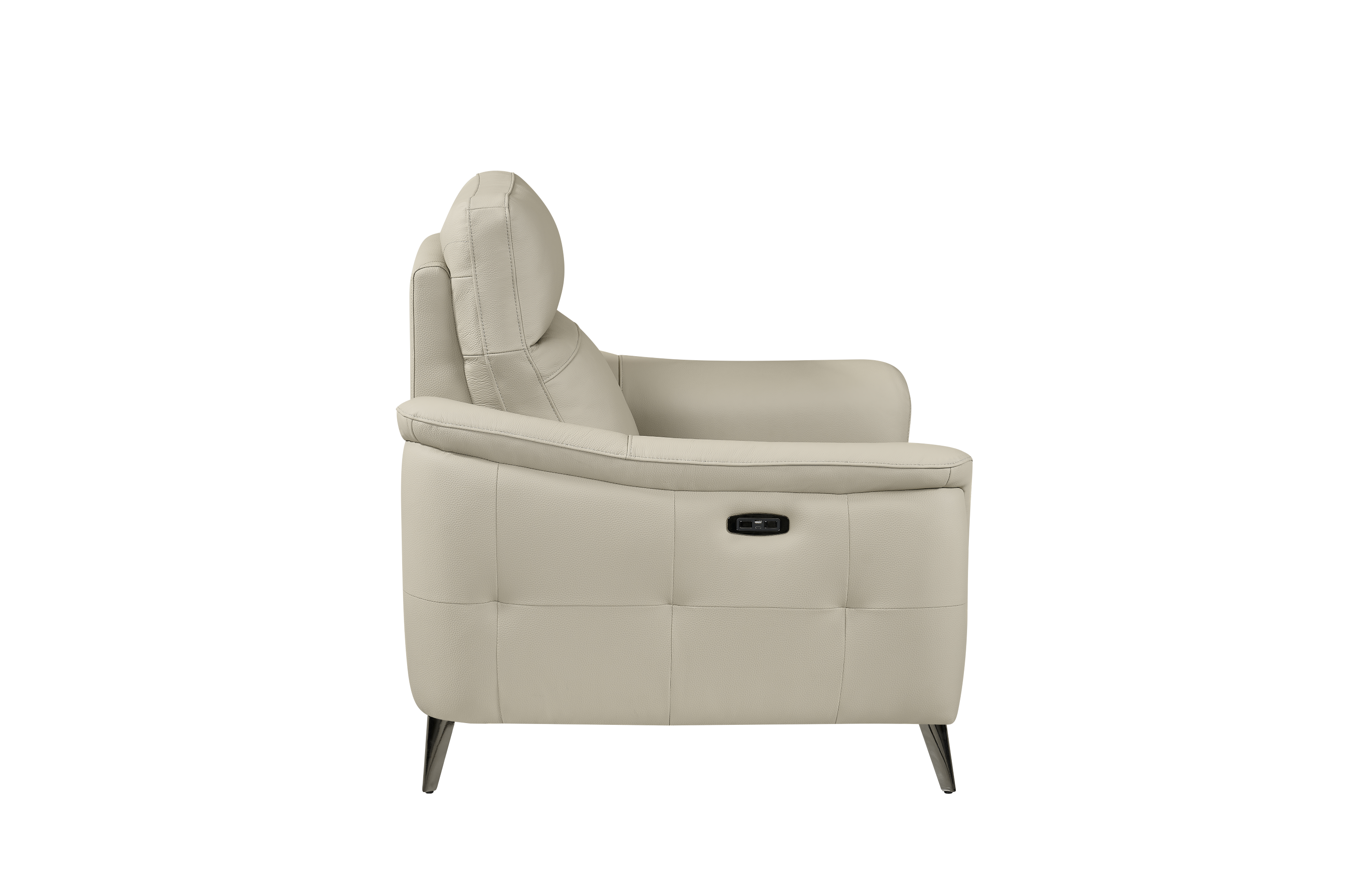 Riccardo 1 Seat Light Grey Leather Electric Recliner