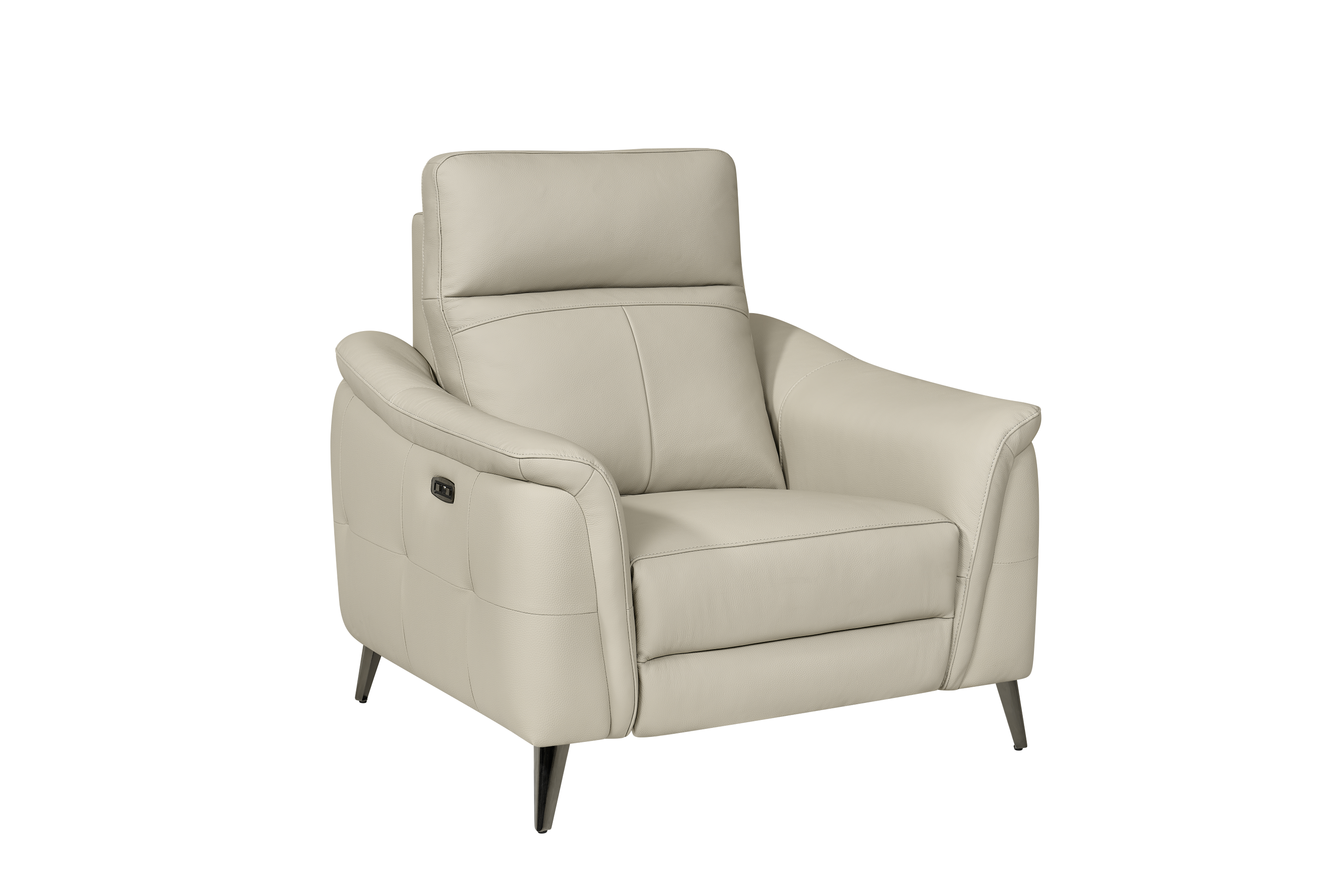 Riccardo 1 Seat Light Grey Leather Electric Recliner