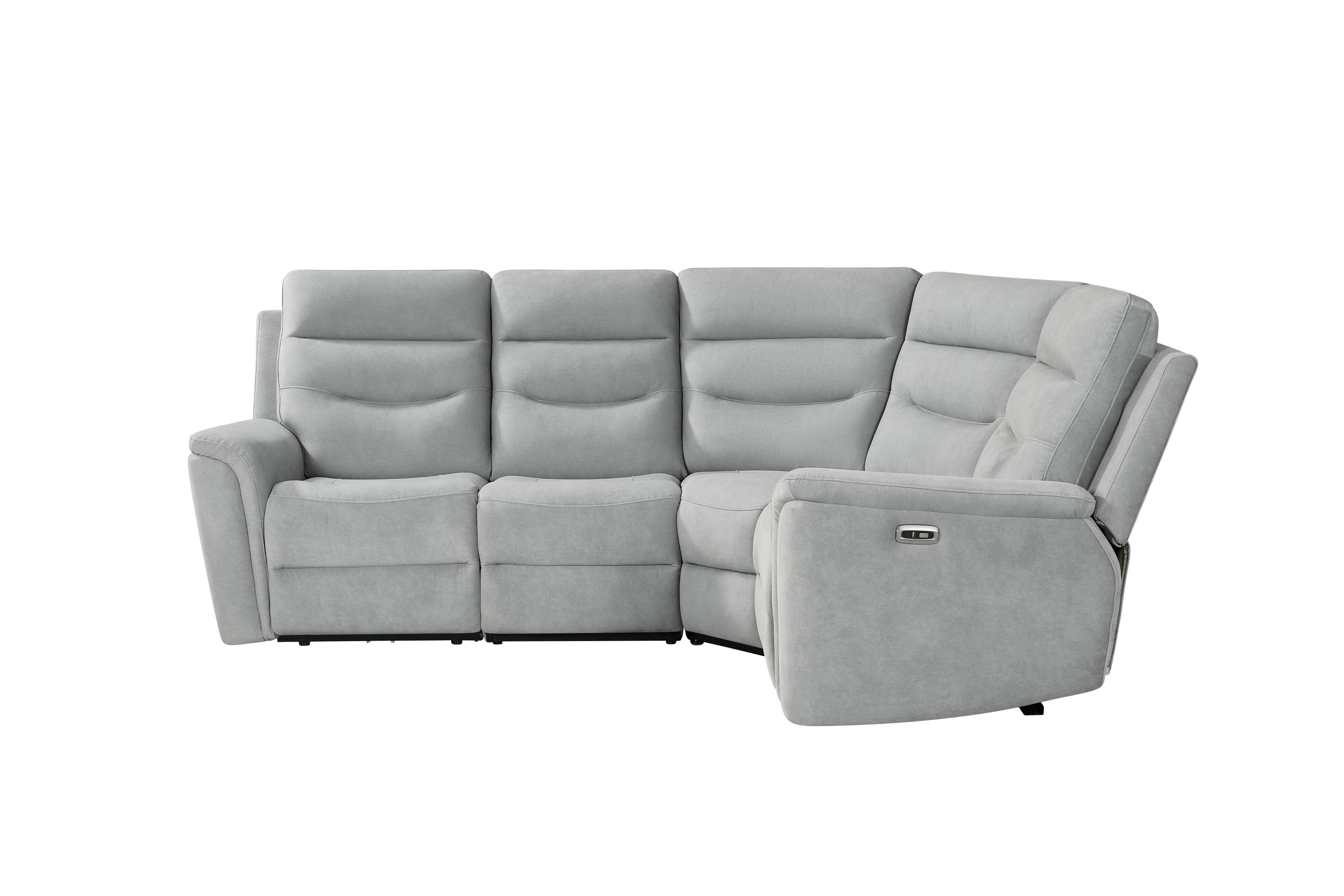 Capello 4pc Corner Silver Grey Fabric Electric Recliner