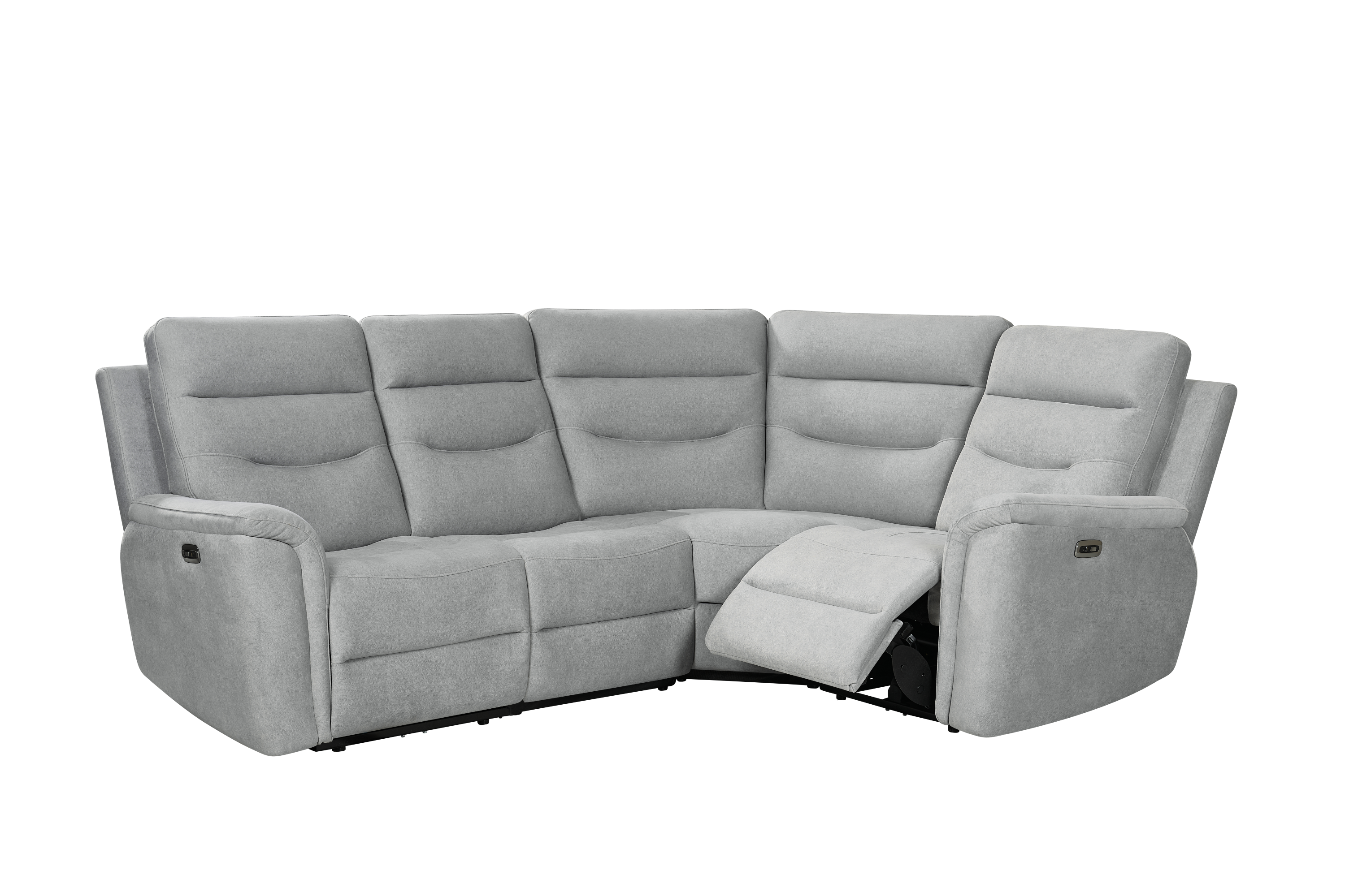 Capello 4pc Corner Silver Grey Fabric Electric Recliner