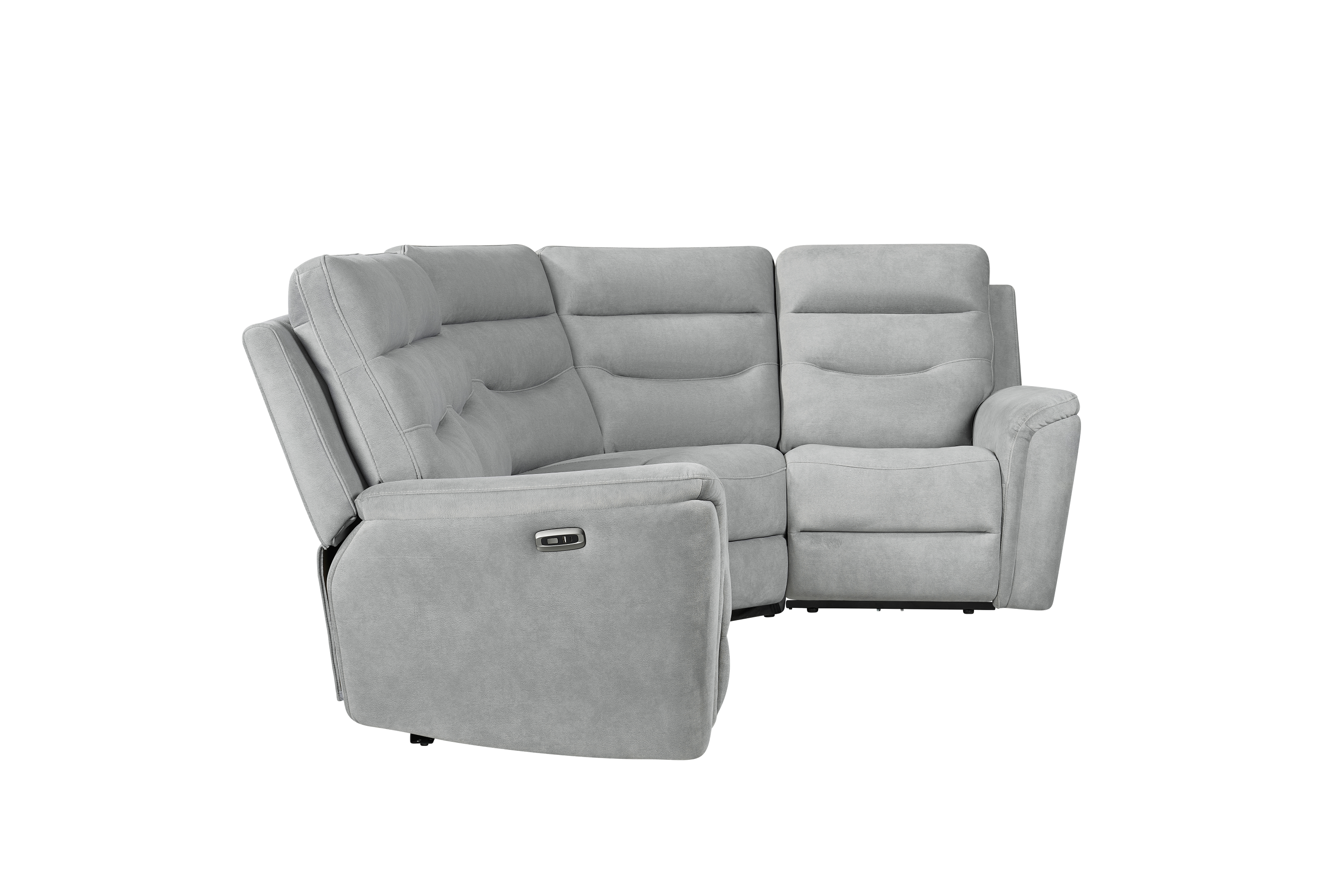 Capello 4pc Corner Silver Grey Fabric Electric Recliner