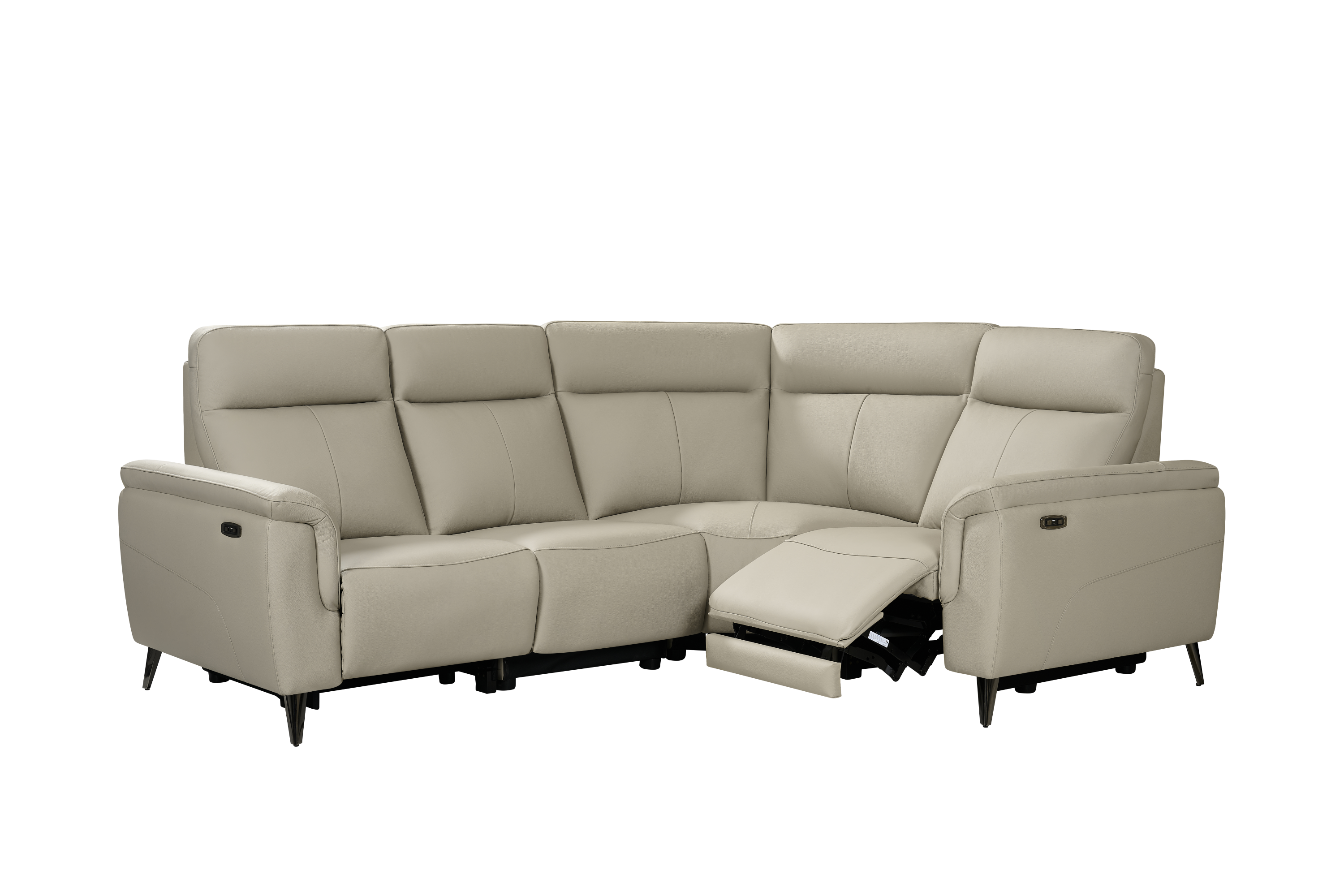 Mezanno 4pc Corner Light Grey Leather Electric Recliner