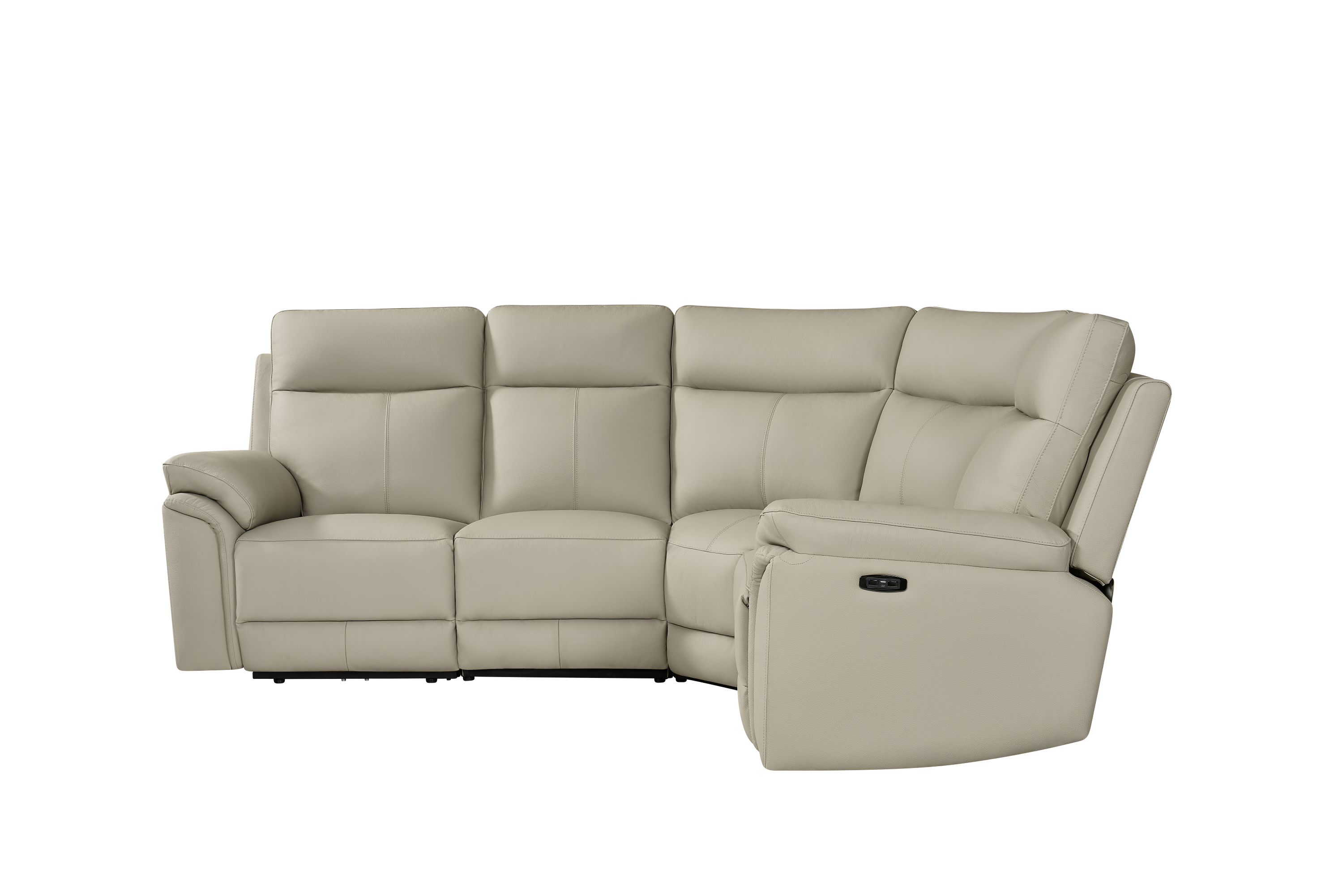 Jesse 4pc Corner Light Grey Leather Electric Recliner