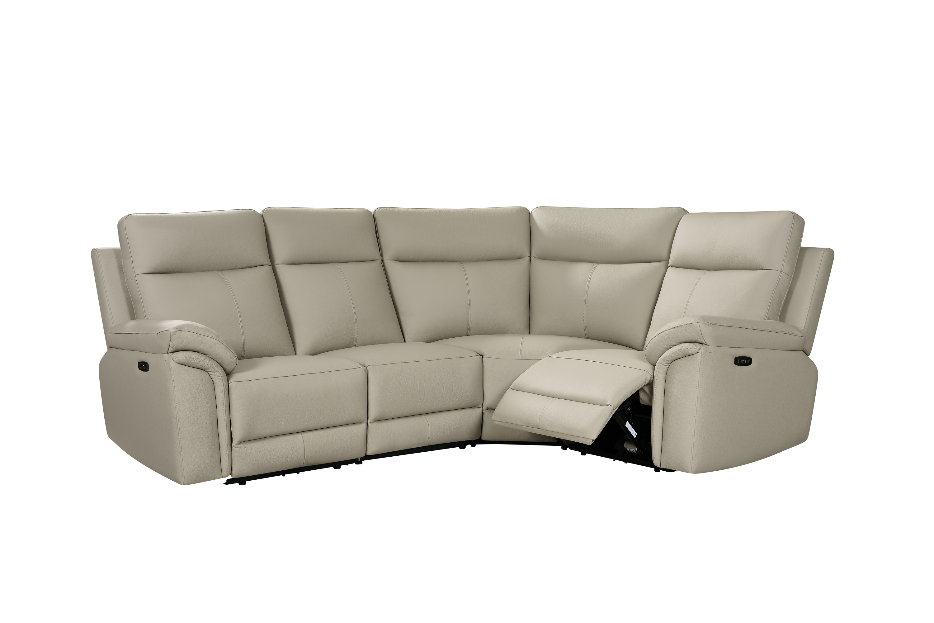 Jesse 4pc Corner Light Grey Leather Electric Recliner