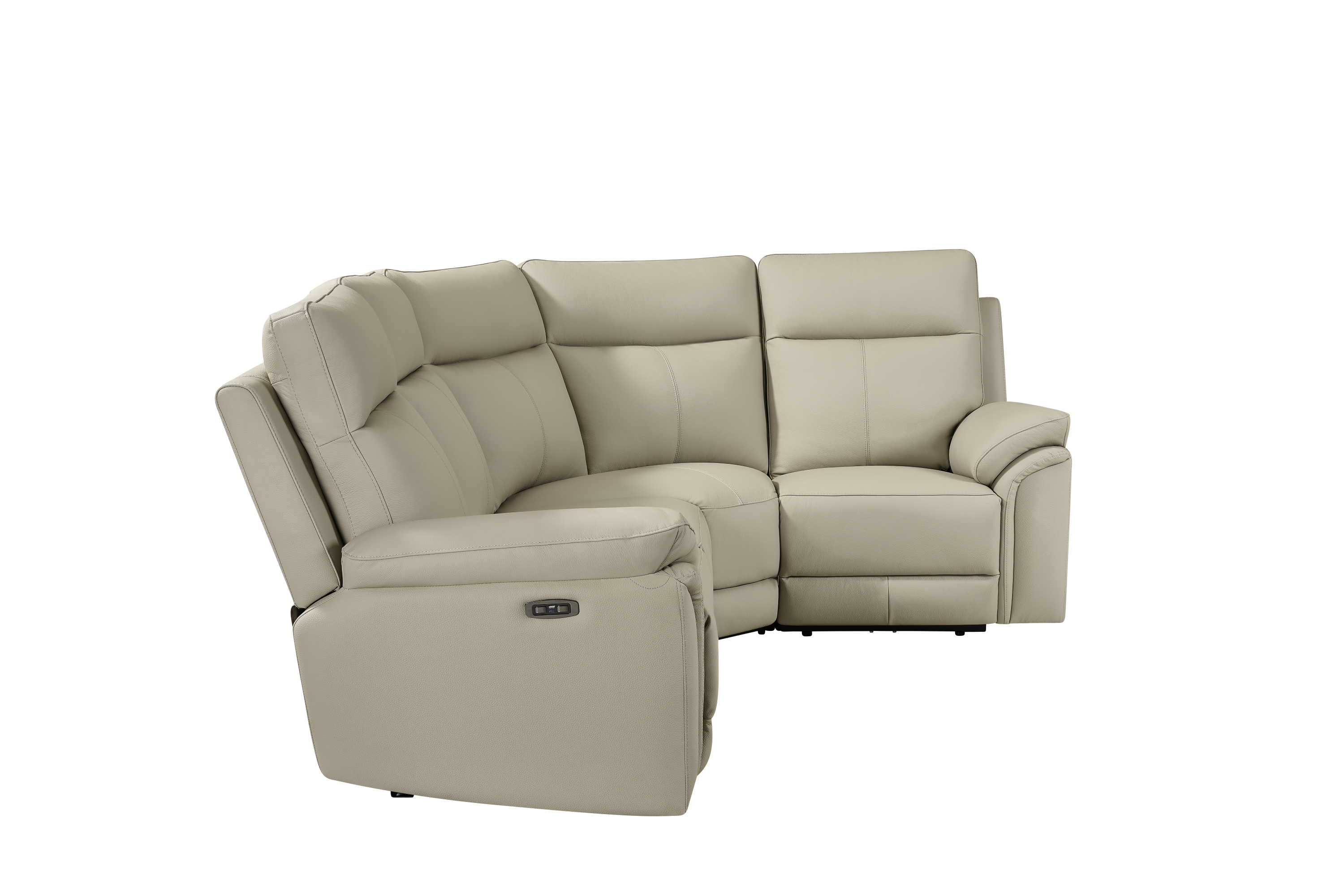 Jesse 4pc Corner Light Grey Leather Electric Recliner