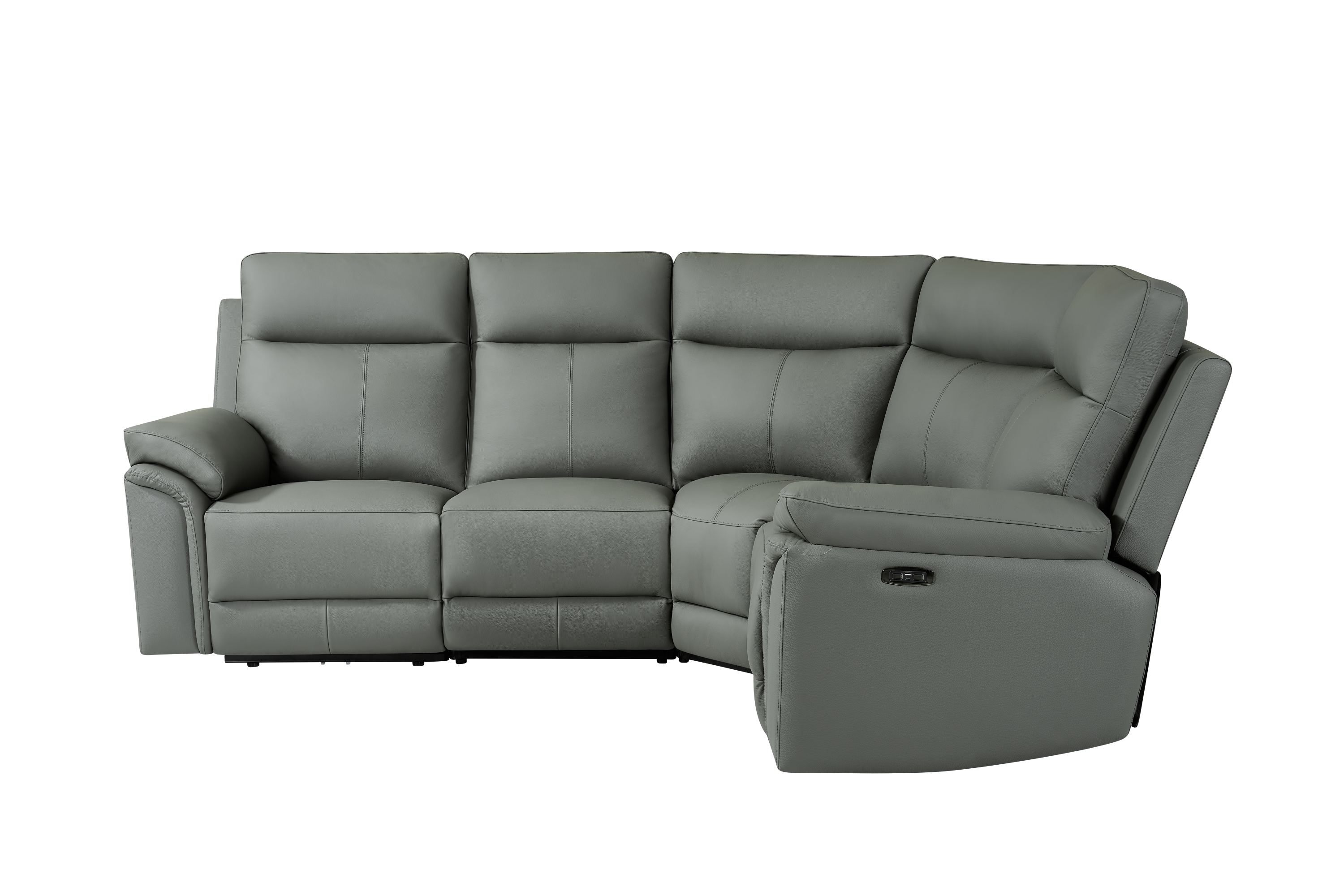 Jesse 4pc Corner Dark Grey Leather Electric Recliner