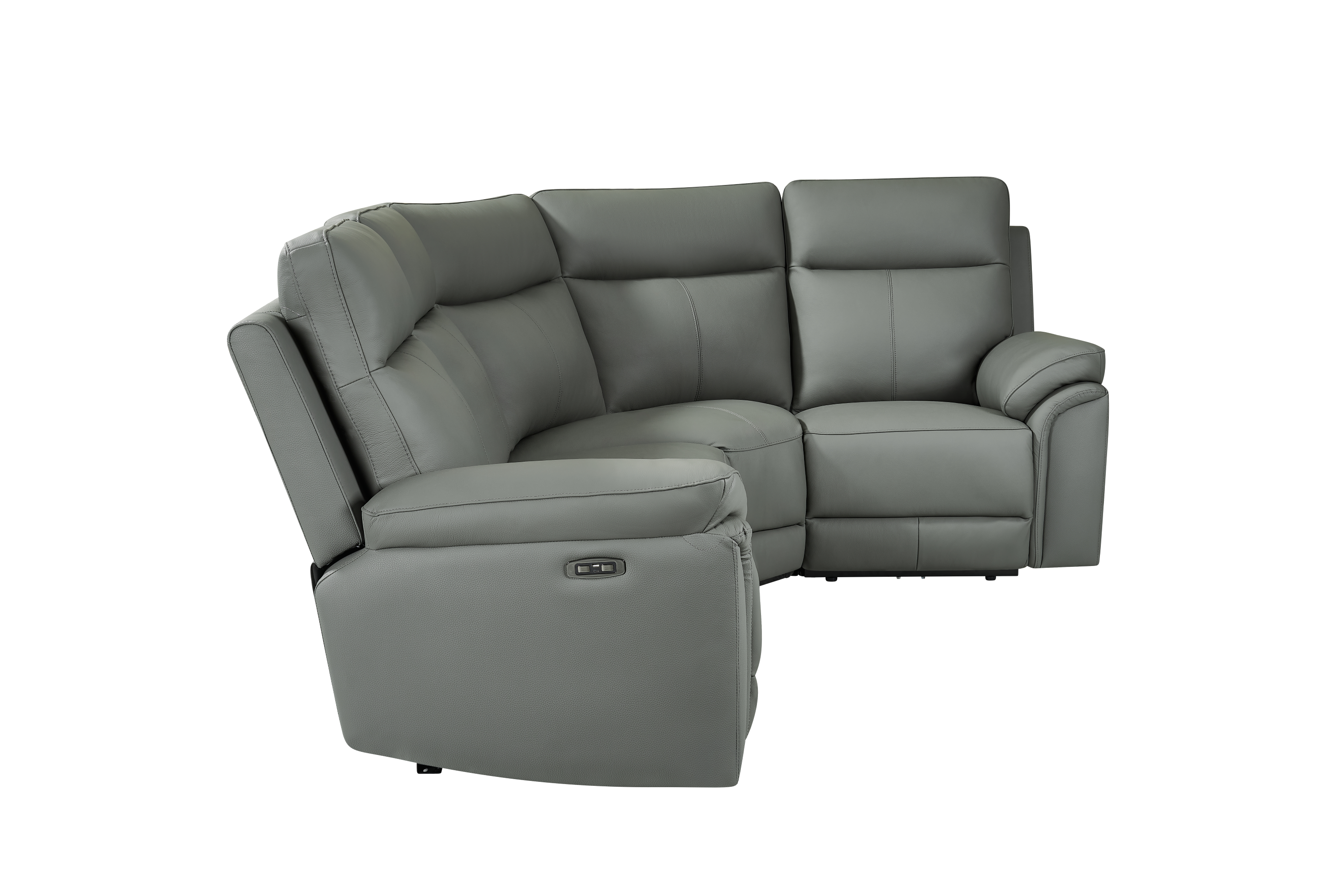 Jesse 4pc Corner Dark Grey Leather Electric Recliner