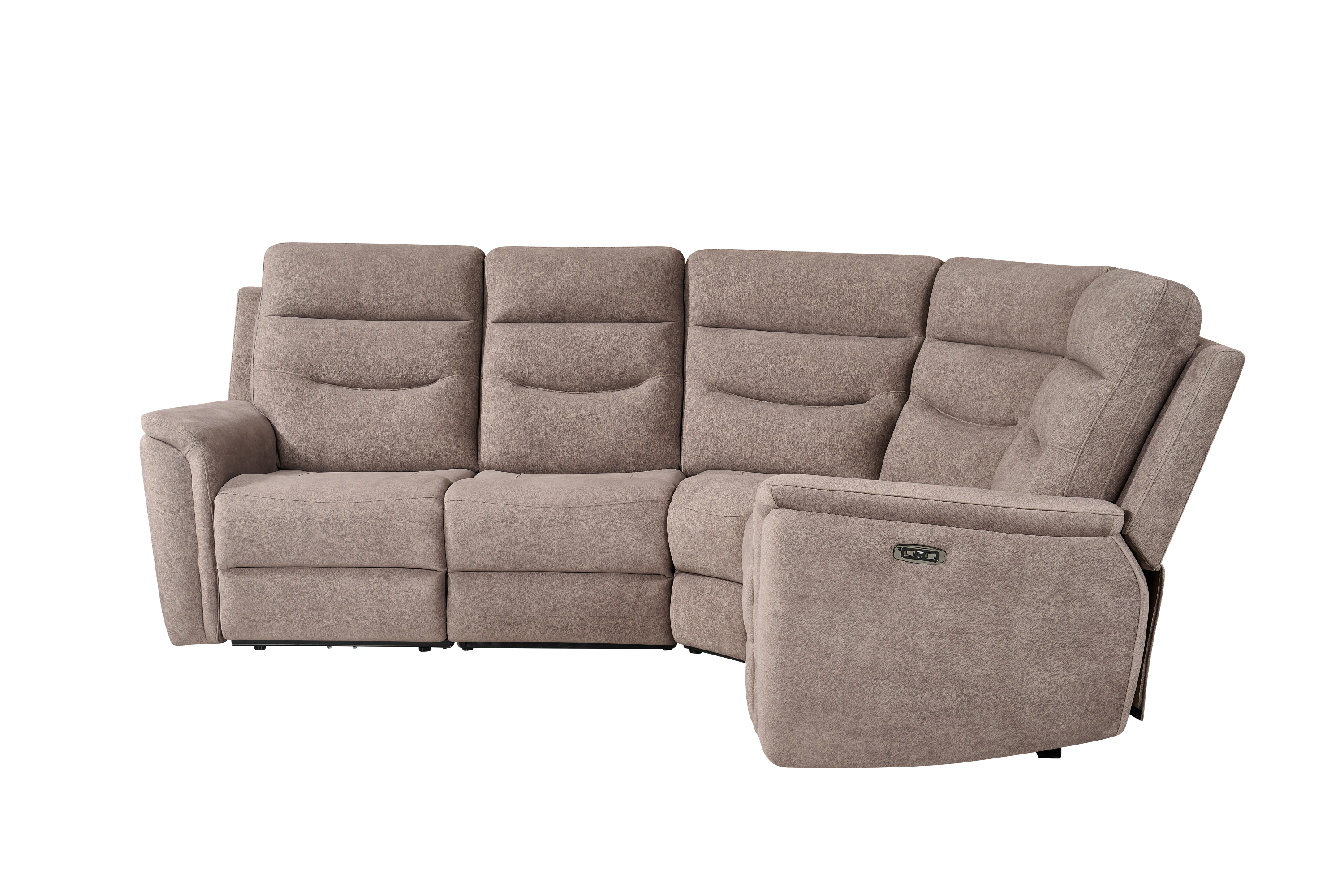 Capello 4pc Corner Mink Fabric Electric Recliner